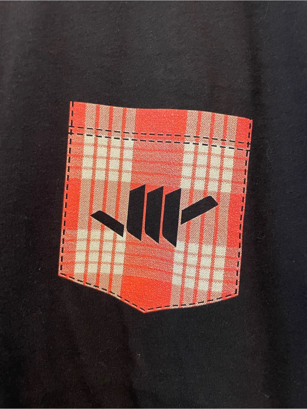 VHO7V ‘ALOHA’ Red Palaka “Pocket” w/ Shaka; Black Short-Sleeve Tee, Hawaii